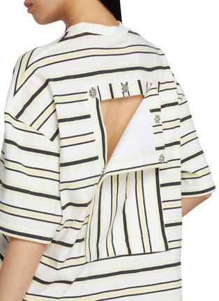  - BONBOM - Frame Back Cropped Striped Cotton T-Shirt