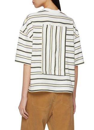 Back View - Click To Enlarge - BONBOM - Frame Back Cropped Striped Cotton T-Shirt