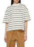 Main View - Click To Enlarge - BONBOM - Frame Back Cropped Striped Cotton T-Shirt
