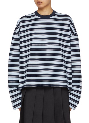 Main View - Click To Enlarge - BONBOM - Detachable Back Frame Stripe T-Shirt