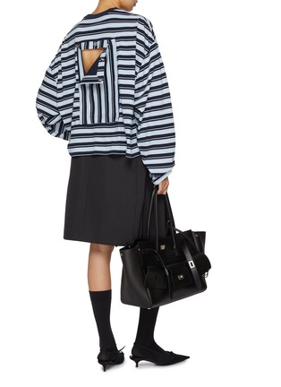 Figure View - Click To Enlarge - BONBOM - Detachable Back Frame Stripe T-Shirt