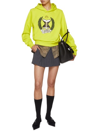 Figure View - Click To Enlarge - BONBOM - School Badge Print Camo Hem Hoodie