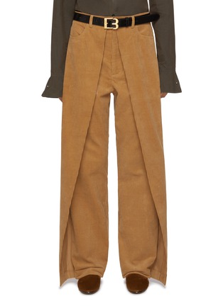Main View - Click To Enlarge - BONBOM - Rolled Tuck Belted Corduroy Pants