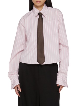 Main View - Click To Enlarge - BONBOM - Italian Cuff Cropped Cotton Shirt