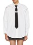 Main View - Click To Enlarge - BONBOM - Harness Tie Asymmetrical Tuck Shirt