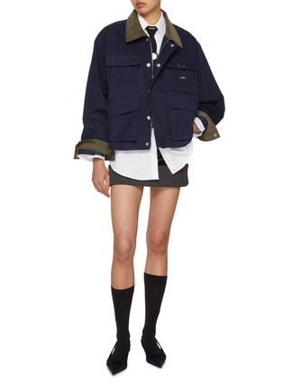 Figure View - Click To Enlarge - BONBOM - Harness Tie Asymmetrical Tuck Shirt