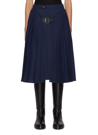 Main View - Click To Enlarge - BONBOM - Y-Line Buckle Insert Pleated Skirt