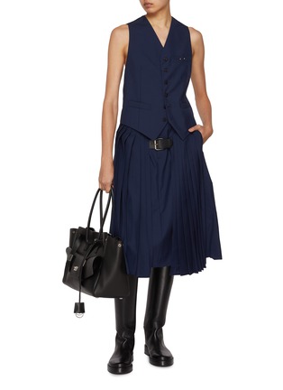 Figure View - Click To Enlarge - BONBOM - Y-Line Buckle Insert Pleated Skirt