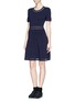 Front View - Click To Enlarge - SANDRO - 'Riley' eyelet Ottoman knit dress