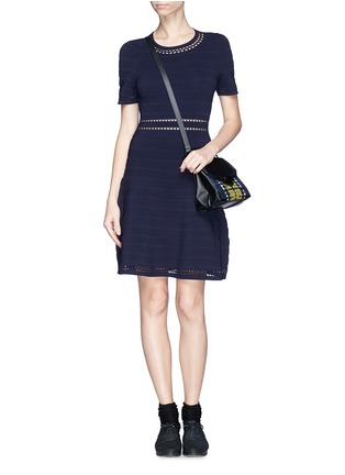 Figure View - Click To Enlarge - SANDRO - 'Riley' eyelet Ottoman knit dress