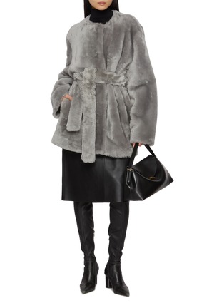 Figure View - Click To Enlarge - TOTEME - Belted Shearling Jacket