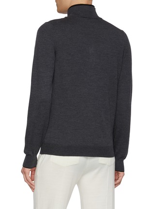 Back View - Click To Enlarge - EQUIL - Mock Neck Half Zip Wool Knit Sweater