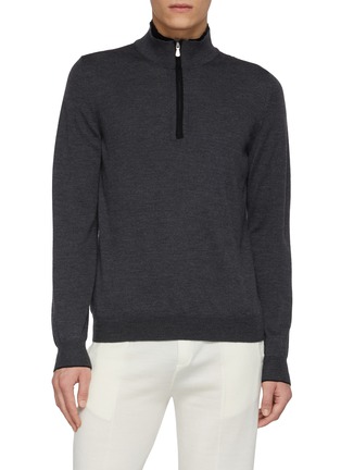 Main View - Click To Enlarge - EQUIL - Mock Neck Half Zip Wool Knit Sweater