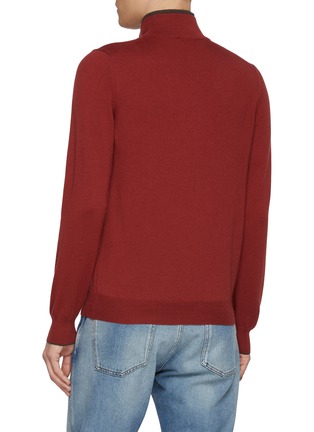 Back View - Click To Enlarge - EQUIL - Mock Neck Half Zip Wool Knit Sweater