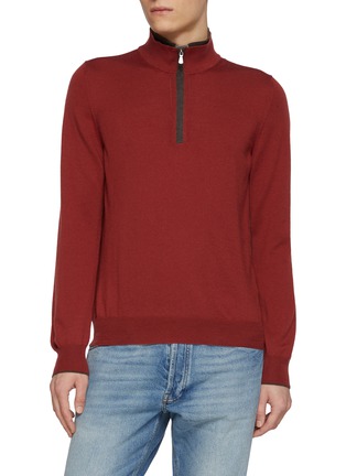 Main View - Click To Enlarge - EQUIL - Mock Neck Half Zip Wool Knit Sweater