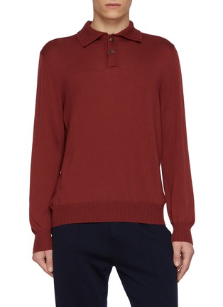 Main View - Click To Enlarge - EQUIL - Long Sleeve Wool Knit Polo Top