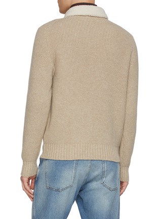 Back View - Click To Enlarge - EQUIL - Button Up Fur Collar Wool Knit Cardigan