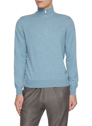 Main View - Click To Enlarge - EQUIL - Mock Neck Half Zip Cashmere Sweater