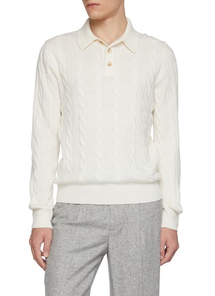 Main View - Click To Enlarge - EQUIL - Cable Knit Polo Shirt