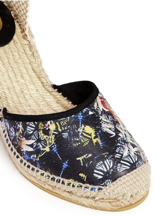Detail View - Click To Enlarge - ASH - 'Wanda' dragonfly print leather espadrille wedge sandals