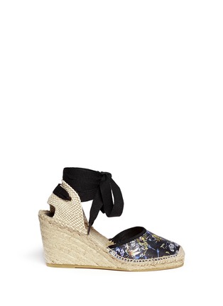 Main View - Click To Enlarge - ASH - 'Wanda' dragonfly print leather espadrille wedge sandals