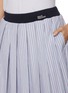  - MARDI MERCREDI - Contrast Waistband Pleated Striped Cotton Maxi Skirt
