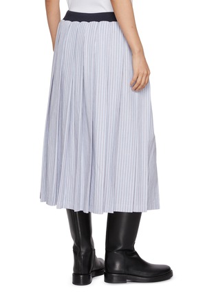 Back View - Click To Enlarge - MARDI MERCREDI - Contrast Waistband Pleated Striped Cotton Maxi Skirt