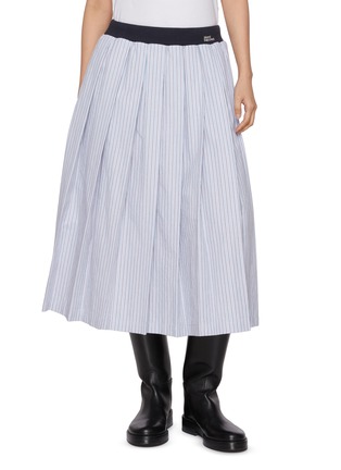Main View - Click To Enlarge - MARDI MERCREDI - Contrast Waistband Pleated Striped Cotton Maxi Skirt