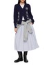 Figure View - Click To Enlarge - MARDI MERCREDI - Contrast Waistband Pleated Striped Cotton Maxi Skirt