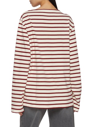 Back View - Click To Enlarge - MARDI MERCREDI - Striped Floral Print Cotton T-Shirt