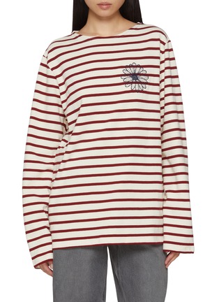 Main View - Click To Enlarge - MARDI MERCREDI - Striped Floral Print Cotton T-Shirt