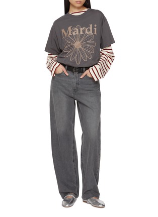 Figure View - Click To Enlarge - MARDI MERCREDI - Striped Floral Print Cotton T-Shirt
