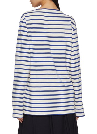 Back View - Click To Enlarge - MARDI MERCREDI - Striped Floral Print Cotton T-Shirt