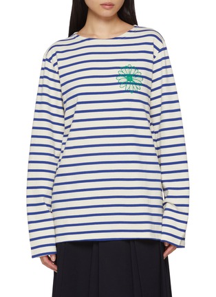Main View - Click To Enlarge - MARDI MERCREDI - Striped Floral Print Cotton T-Shirt