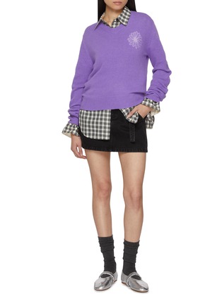 Figure View - Click To Enlarge - MARDI MERCREDI - Floral Embroidery Knit Sweater