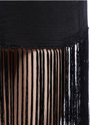 Detail View - Click To Enlarge - SANDRO - 'Razi' asymmetric fringe hem knit dress