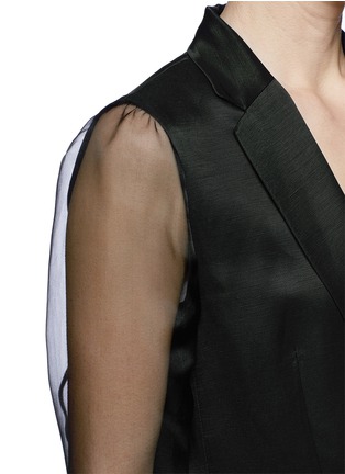 Detail View - Click To Enlarge - SANDRO - 'Valone' organza sleeve linen blazer