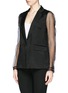 Front View - Click To Enlarge - SANDRO - 'Valone' organza sleeve linen blazer