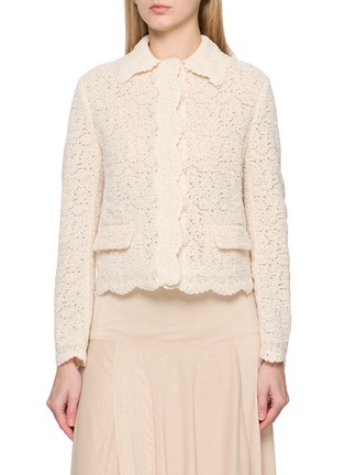 Main View - Click To Enlarge - ERMANNO SCERVINO - Lace Shirt Collar Crop Jacket