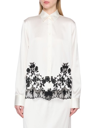 Main View - Click To Enlarge - ERMANNO SCERVINO - Long Sleeve Lace Embroidered Silk Shirt