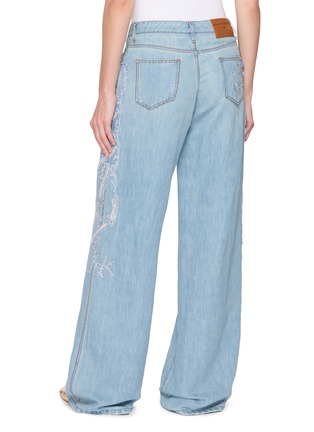 Back View - Click To Enlarge - ERMANNO SCERVINO - Lace Embroidered Wide Leg Jeans