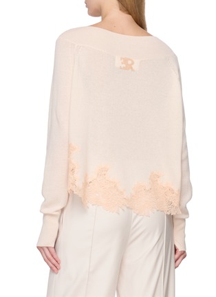 Back View - Click To Enlarge - ERMANNO SCERVINO - Long Sleeve Lace Insert Cashmere Knit Sweater