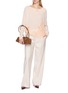 Figure View - Click To Enlarge - ERMANNO SCERVINO - Long Sleeve Lace Insert Cashmere Knit Sweater