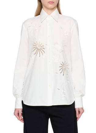Main View - Click To Enlarge - ERMANNO SCERVINO - Long Sleeve Embroidered Cotton Shirt