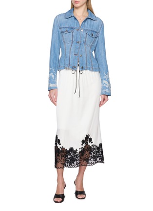 Figure View - Click To Enlarge - ERMANNO SCERVINO - Lace Panelled Sleeves Denim Jacket
