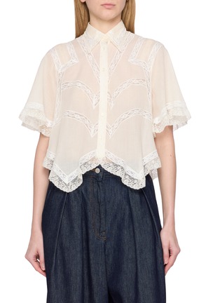 Main View - Click To Enlarge - ERMANNO SCERVINO - Irregular Lace Panel Shirt