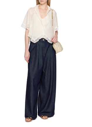 Figure View - Click To Enlarge - ERMANNO SCERVINO - Irregular Lace Panel Shirt