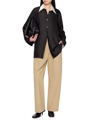 Figure View - Click To Enlarge - GIA STUDIOS - Tilda Wide Leg Cotton Suit Trousers