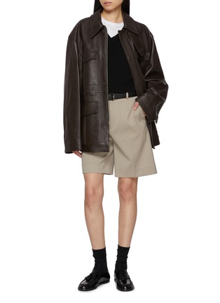 Figure View - Click To Enlarge - TONYWACK - Leather Cargo Jacket