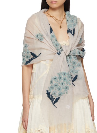 Figure View - Click To Enlarge - LANE'S - Beaded Embroidered Wool Shawl